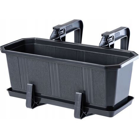 KADAX Pflanzkasten mit Untersetzer ud 2 Griffe, 40 cm, Anthrazit