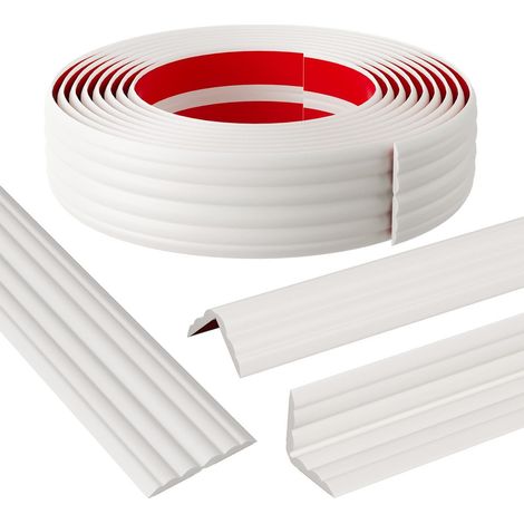 Fuleadture Protection d'angle et de bord autocollante, moulure de finition flexible pour angles intérieurs et extérieurs, murs, comptoirs, 4cm x 6 m, blanc
