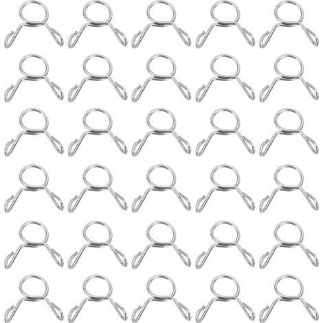 Drahtfederklemmen, 32 Stück für 5,8–6,2 mm Außendurchmesser, 5 mm Innendurchmesser, Edelstahl 304, Federclip für Kraftstoffleitungen, Schläuche, Silikonschläuche, Wasserrohre, Silber (1/5)