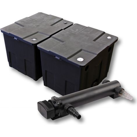 SunSun Komplettset: CBF-350B Teichfilter bis 60000 L Teichfilteranlage als Durchlauffilter, CUV-324 Teichklärer UVC Klärer mit 24 Watt UV-C Leistung