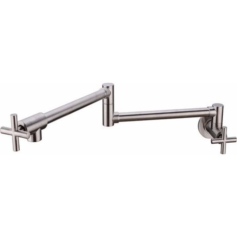Robinet de cuisine remplisseur de pot Robinets d'évier de remplissage de pot mural robinet à bec oscillant for cuisine éviers gastronomiques robinets robinets d'évier froid simple brosse robinet noir (1/5)