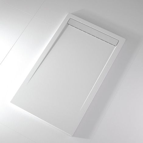 Receveur de douche 70x140 cm extra plat CLEVER en résine surface ardoisée blanc