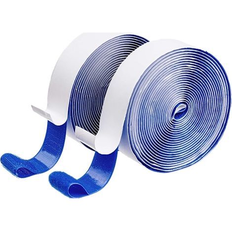 Bandes adhésives Velcro auto-adhésives, bandes adhésives double face extra-fortes, bandes de suspension de tableaux sans clous avec adhésif ultra-résistant (bleu, 5 m x 3 cm)- (1/4)