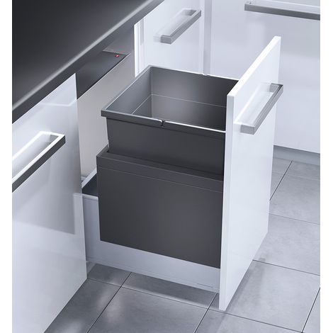 Hailo – Poubelle sous évier 55L – Amovible pour nettoyage facile – Couvercle fixe anti-odeurs – Largeur 45 cm – Métal et inox (1/4)