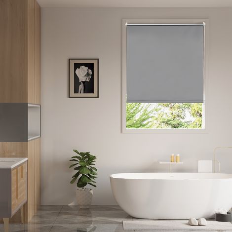 WOLTU Verdunklungsrollo ohne Bohren Klemmfix, Thermorollo Fensterrollo Blickdicht easyfix Verdunkelung Rollos, Sichtschutz und Sonnenchutz für Fenster, Tür, 80x120cm (BxH), Grau