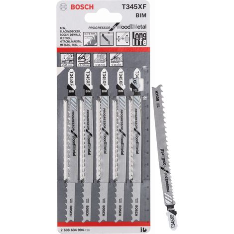 BOSCH T345XF (pkt of 5) Progressor wood & metal 132mm
