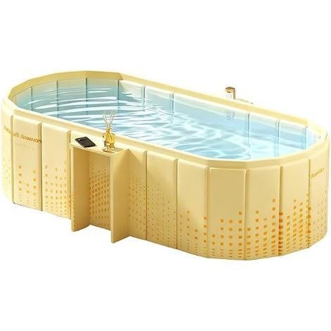 Baignoire portable de 150 cm avec étagère, baignoire pliable pour 2 personnes, baignoire de trempage pliable sans gonflage pour adultes, bain de glace et spa chaud 2 en 1 pour cabine de douche, jardin (1/5)