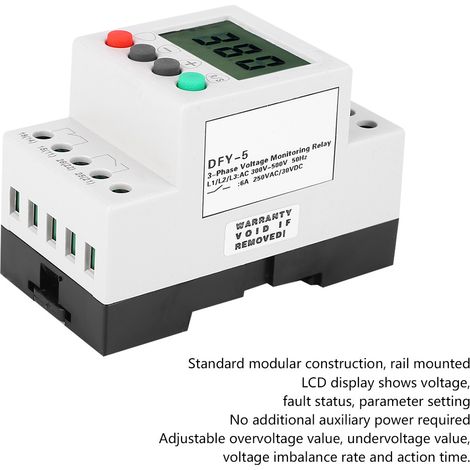 DFY-5 Écran LCD Relais de Surveillance de Tension Triphasé Protecteur de Séquence de Phase Surtension Sous-tension (1/5)