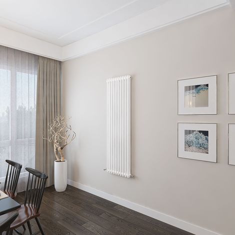 AICA 1500x470mm 2 Column Vertical White Radiator Central Heating Cast Iron Style (1/4)