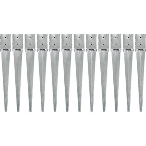 vidaXL Picas de tierra 12 uds acero galvanizado plateado 10x10x76 cm (1/5)