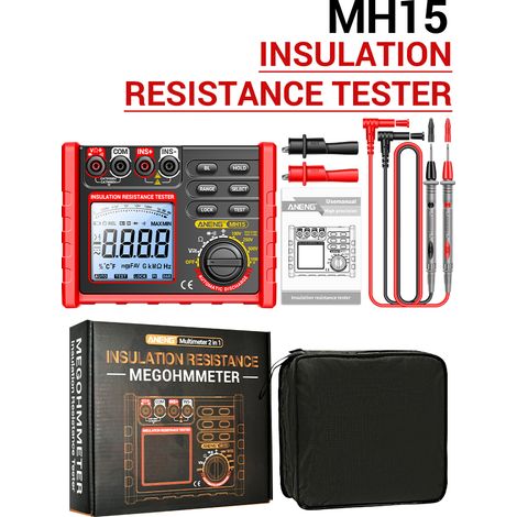 Testeur de résistance d'isolement de 6 000 points, plage de mesure de 0,1 MΩ à 2 000 MΩ, 4 tensions d'essai au choix : 100 V, 250 V, 500 V, 1 000 V (1/5)