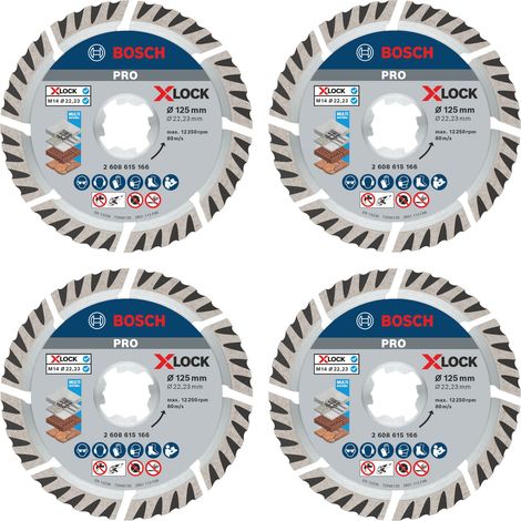Bosch Expert X-LOCK Disque à tronçonner diamanté Standard for Universal 125 x 22,23 mm 4 pces ( 4x 2608615166 )