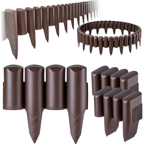 KADAX Gartenpalisade aus Kunststoff, Palisade für Blumen, Braun - 5m