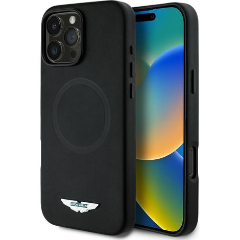 Funda con logo Aston Martin HC FW para iPhone 16 Pro MagSafe negra (1/5)