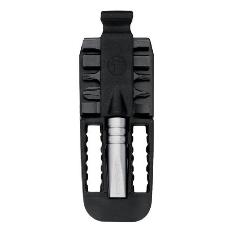 Soporte para puntas extraíble Leatherman, accesorio versátil y resistente para herramientas multiusos, compatible con puntas hexagonales de 1/4", fácil instalación.