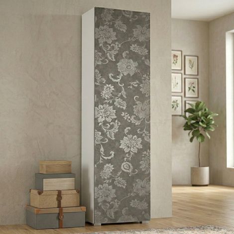 Armoire Polyvalente 1 Porte Abuela, 7 Étagères, 8 Compartiments, 50x182h cm, Marron Orme, Fabriquée en Italie (1/5)