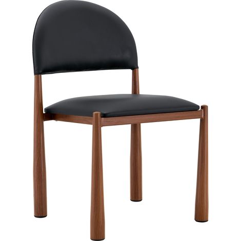 Set di 2 sedie da pranzo moderne in PU nero con gambe in metallo, 80 cm (1/4)