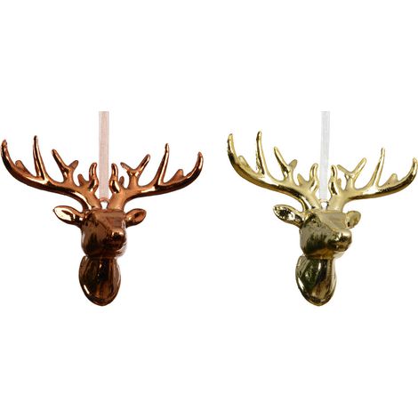 decorazione natalizia appendibile Cervo Oro/Bronzo modello assortito H11cm