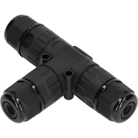 2 Stück wasserdichter, schraubenloser T-Verbinder für 9-12 mm Außenkabel, 450 V/16 A, IP68, 3-fach Schnellstecker für den Garten, Modell EW-M20T-3P (CE+SAA+UL+TÜV+RoHS zertifiziert) (1/5)