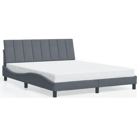 Lit double,Lit adulte,Cadre de lit sans matelas Hanko gris foncé 160x200 cm velours CFW4992438 (1/5)