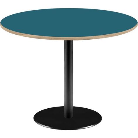 Table ronde Ø 120 cm - modèle Rome bleu avec chants bois