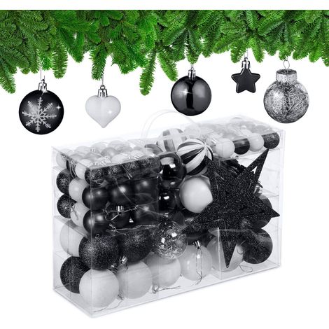 Juego de adornos navideños para árbol, 101 bolas de plástico