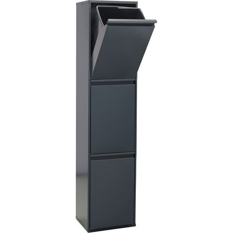 Arregui – Poubelle tri sélectif 3 seaux 51L en acier – Système d’ouverture basculant – Pour cuisine ou bureau – CR304B