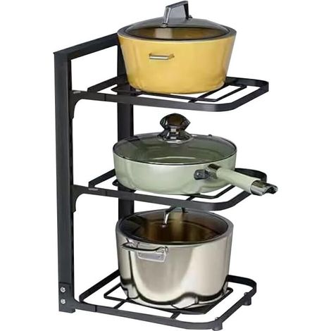 Le support de rangement pour casseroles à 3 niveaux sous l'évier peut stocker des casseroles en fer et des plaques à pâtisserie