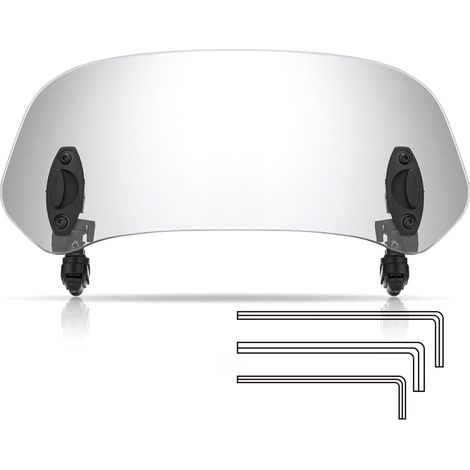 Deflector de viento para motocicleta, extensión de parabrisas ajustable con clip, universal para motocicletas, scooters y motos todoterreno, transparente, 28,5 × 11 cm (1/5)