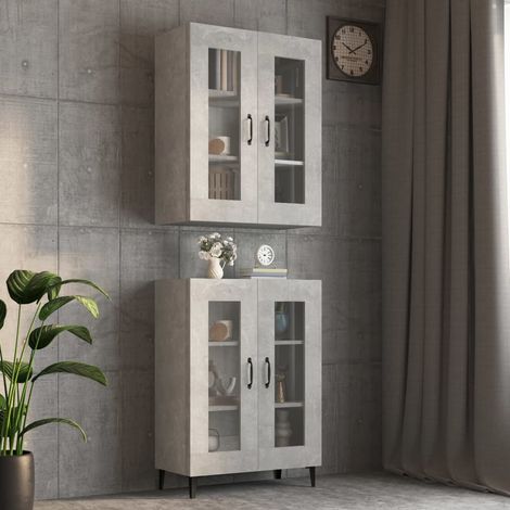 Hanging Wall Cabinet Concrete Grey 69.5x34x90 cm vidaXL (1/5)