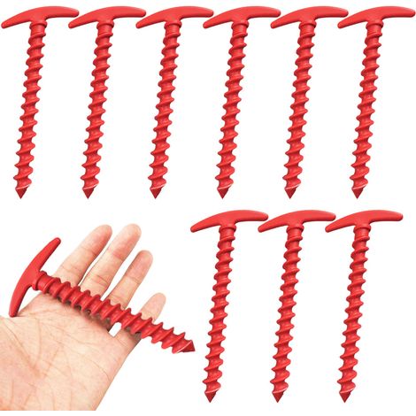 Piquet De Tente - Spirale En Plastique - 14,5 Cm - Forme T - Pour Camping Plage Jardin - Lot De 10 (1/5)