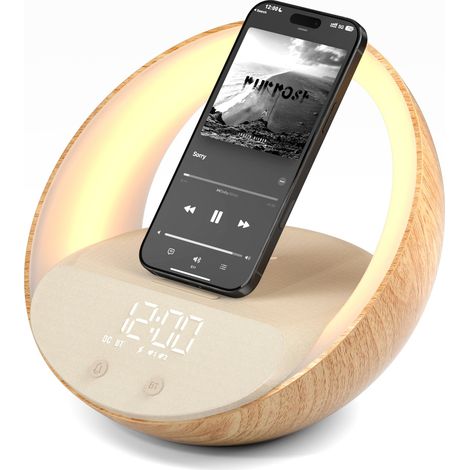 Réveil Bluetooth simulation du lever soleil veilleuse charge rapide sans fil port de USB 15 W (1/5)