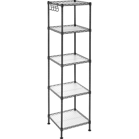 CALICOSY - Étagère en métal noir avec grille de rangement modulable - L30 x H121 cm (1/5)