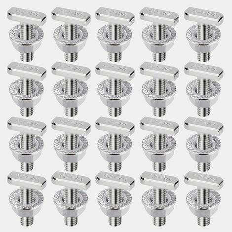 20-teiliges Set Hammerkopfschrauben, T-Schrauben mit Sicherungsmuttern M8 x 20 mm aus Edelstahl A2-70, M8-Flanschmuttern, Schrauben für Solar-PV-Montageschienen (1/5)