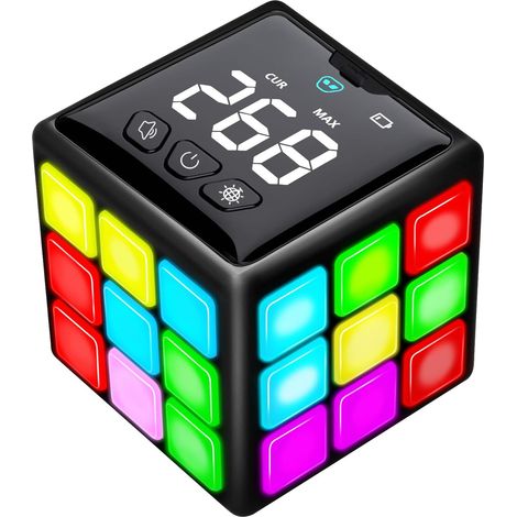 Cube portable rechargeable avec jeux - 15 jeux amusants de cerveau et de mémoire avec écran de score pour enfants adolescents