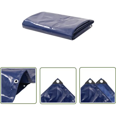 The Living Store Bâche 650 g / m² 1,5 x 6 m Bleu - Couverture Imperméable - Bâche Protectrice - Bâche Bleue - Bâche Extérieure - Bâche Résistance Uv (1/5)