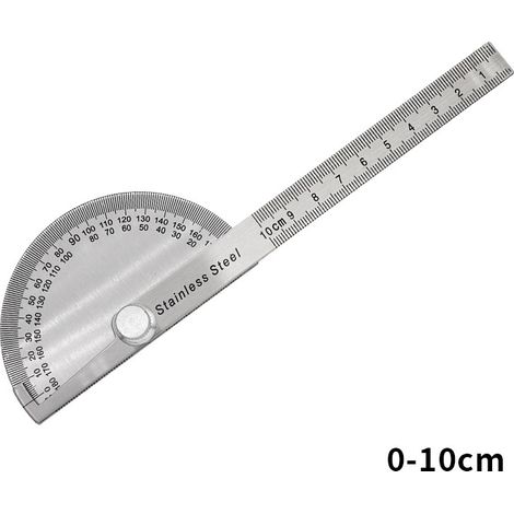 Nouvelle règle rapporteur d'angle en acier inoxydable, jauge d'angle demi-cercle à 180 degrés pour le travail du bois (0-180 °/10 cm) (1/5)