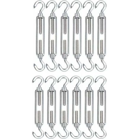 Tendicavo in acciaio inox M5, confezione da 12 ganci regolabili per cavi resistenti e ganci per corde, cavi, fili, stendibiancheria, installazione di ombrelloni -Crezuo