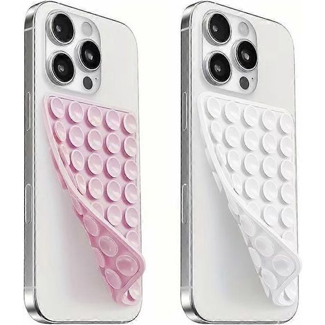 Support de téléphone à ventouse en silicone double face (Rose et Blanc), support portable antidérapant pour smartphones, angle réglable pour le maquillage, le fitness, le yoga et les marathons de séri (1/5)
