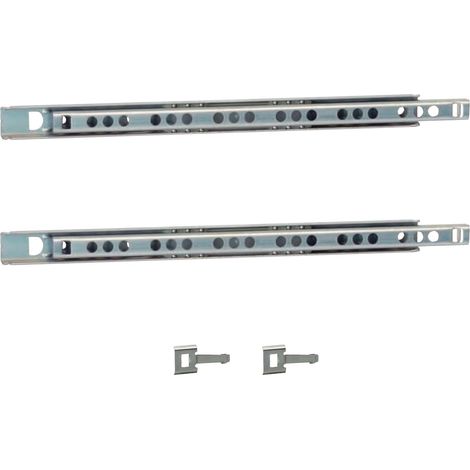 Longueur Rail Fixe 343 mm. - Paire de Coulisses à Billes H17 mm. pour Tiroirs - Extraction Partielle Fixation Rapide Par Clip Arpòn