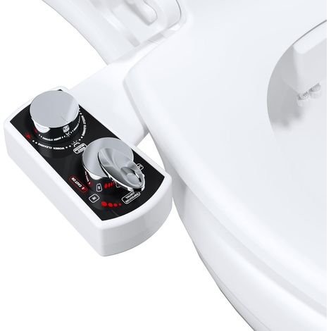 Attachment de siège de toilette bidet, bidet pulvérisateur chaud et froid non électrique mécanique, double buse auto-nettoyante, bidet à jet d'eau douce pour toilettes (1/5)