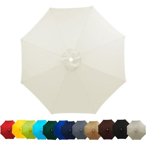 Toile de rechange pour parasol, toile de rechange pour parasol de jardin 6/8 bras pour parasol de 2 m/2,7 m/3 m/3,5 m (Beige, 3 m/6 bras)