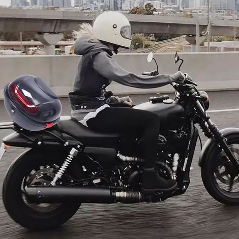 Coffre Moto Arrière Grande Capacité Imperméable Résistant aux Chocs Universel Top Case Noir pour Scooter (1/5)