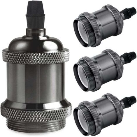 LaBlanc - E27 douille de lampe - Edison retro suspension lampe, Solide céramique adaptateur, 4 Pièces noir perle socket (1/5)