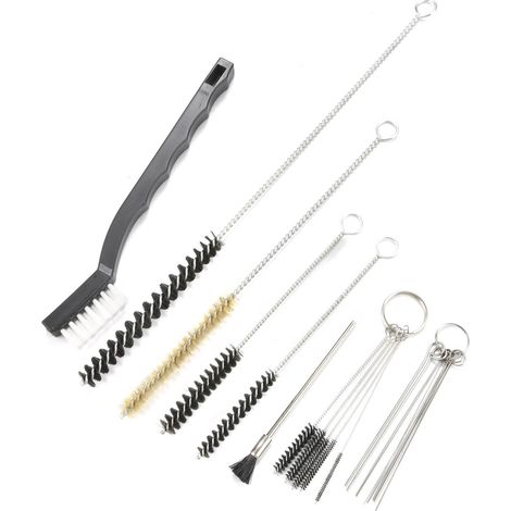 Kit Nettoyage Pistolet Pulvérisateur - 17 Pièces Brosses et Aiguilles - Pour Entretien Régulier de Pulvérisateurs Peinture, Aérographes et Équipements de Tatouage - Lot Complet