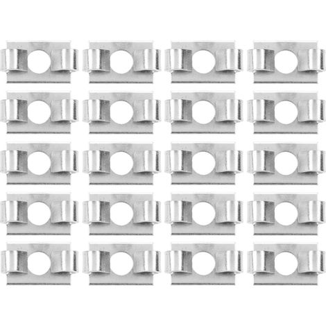 20 connecteurs élastiques à ressort pour profilés en aluminium, fixation intégrée en acier galvanisé (série 30 - fente 8) (1/5)