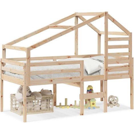 Maison Exclusive - Hochbett mit Dach 90x200 cm Massivholz Kiefer