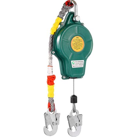 Dispositif Antichute a Rappel Automatique 10m, 150 kg Harnais de Securite Anti Chute, Stop Chute Toiture avec Crochet Autobloquant, pour Travaux sur Toit et Aériens (Vert) (1/5)