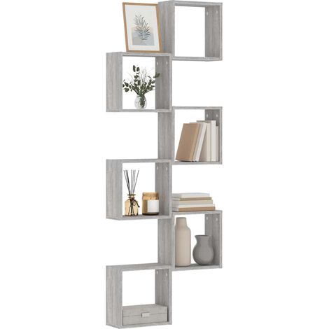 vidaXL Estantes cubo de pared 6 unidades gris sonoma 30x15x30 cm (1/5)
