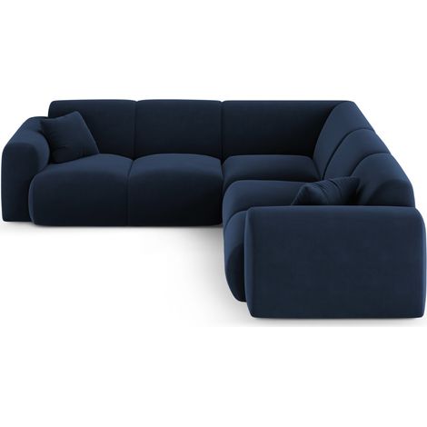 Canapé d'angle 5 places en velours bleu roi (1/5)